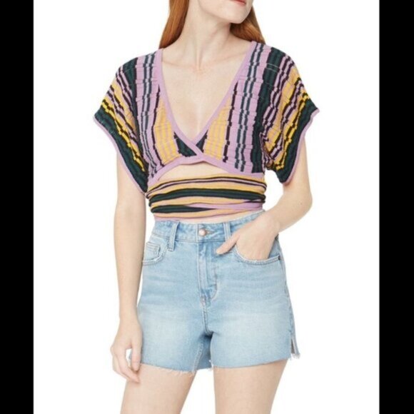 NWT BCBGeneration Crochet Wrap Knit Top - Picture 1 of 14